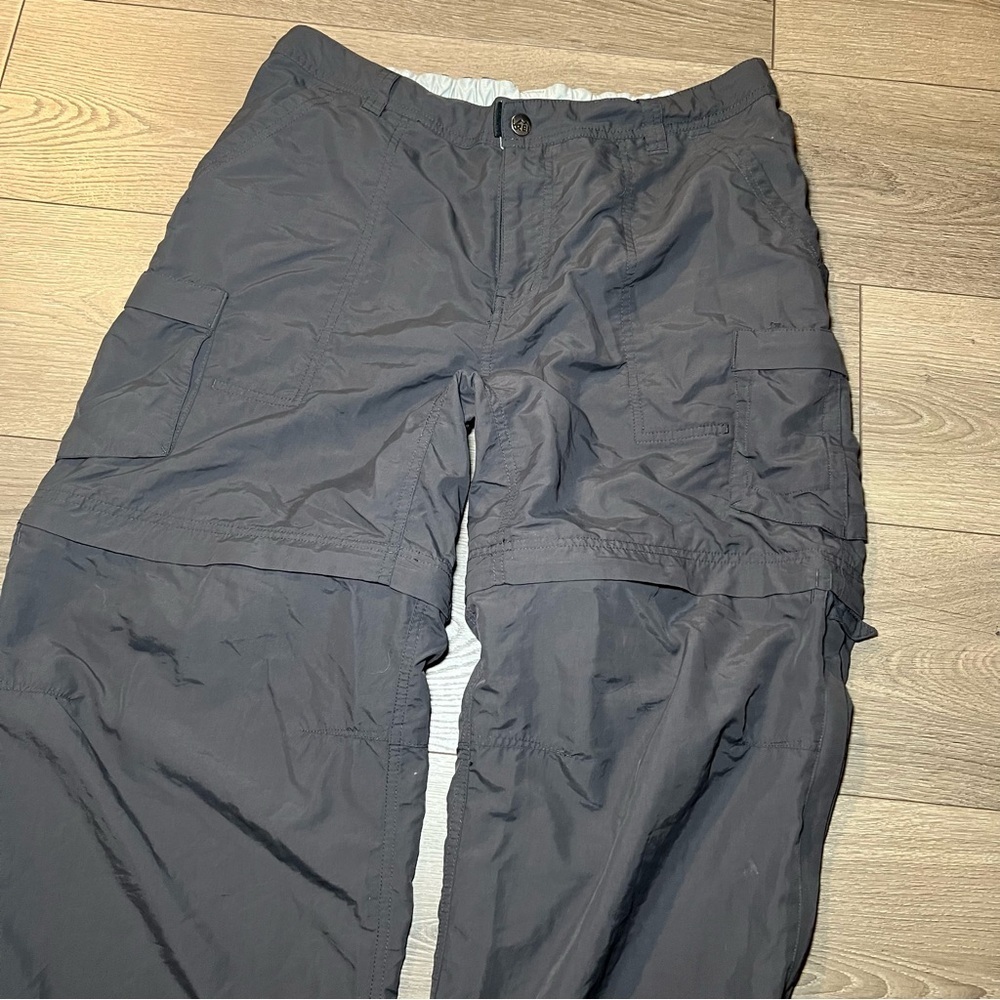 REI Gray Convertible Pants Shorts Womens Sz 14 Petite Elastic Waist Zip Fly